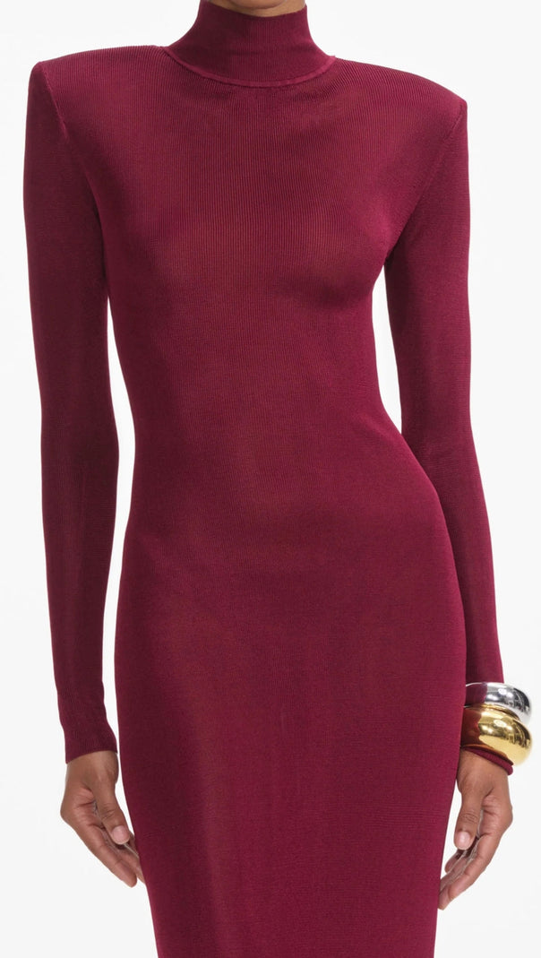 AIIZIE BURGUNDY VISCOSE KNIT MAXI DRESS - product image