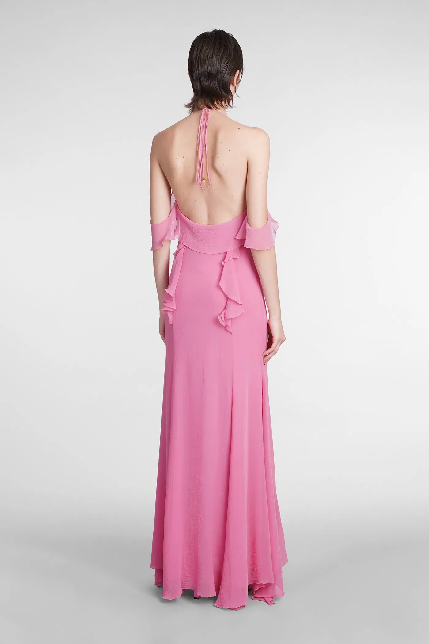 Pink Ruffle cotton and silk maxi dress