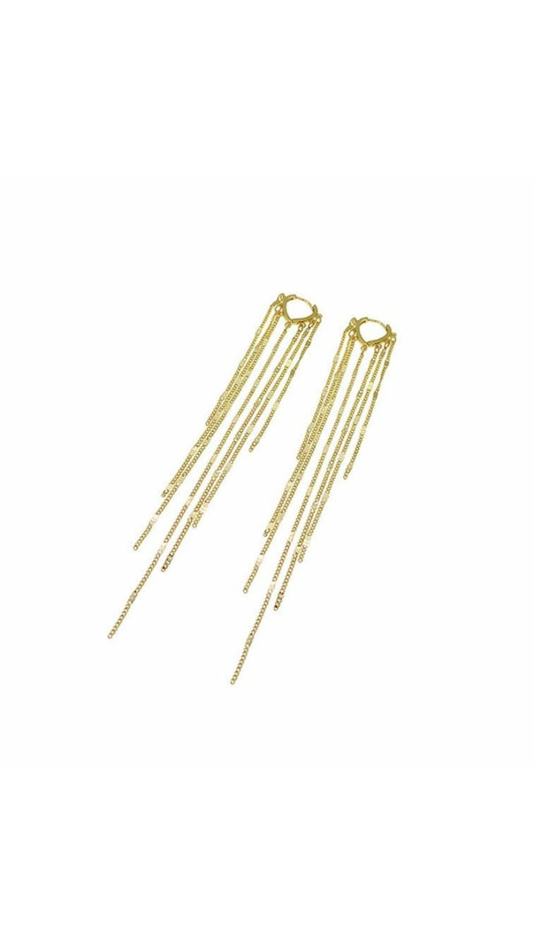 AIIZIE GOLD HEART-SHAPED TASSEL EARRINGS - product image