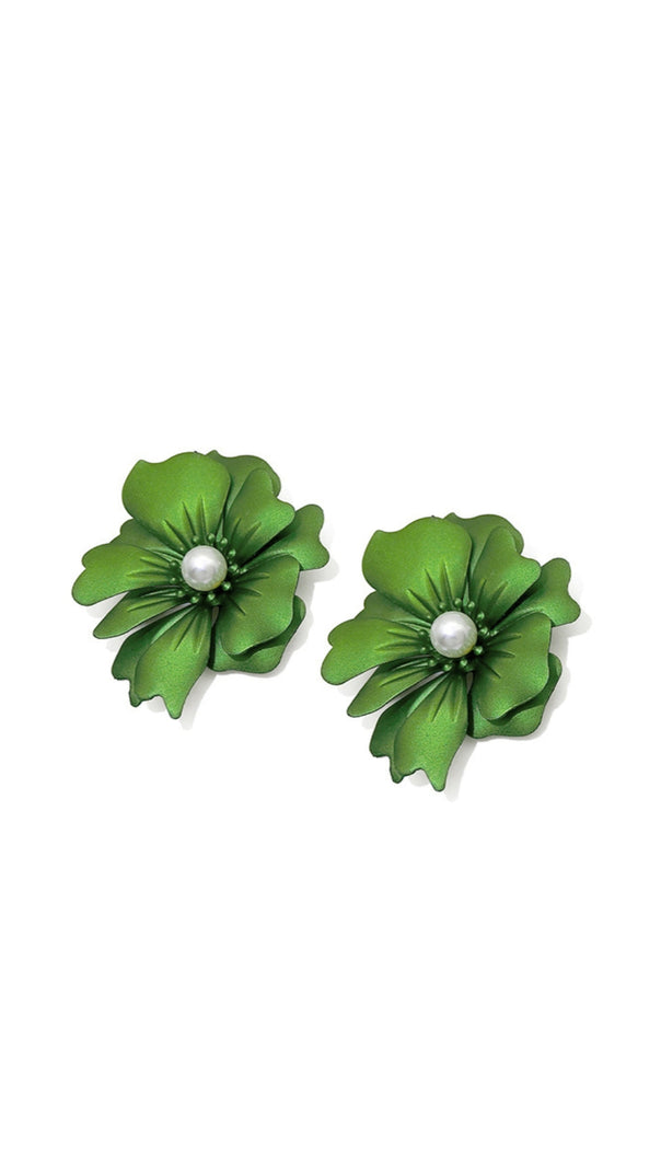 AIIZIE GREEN PETAL ALLOY EARRINGS - product image