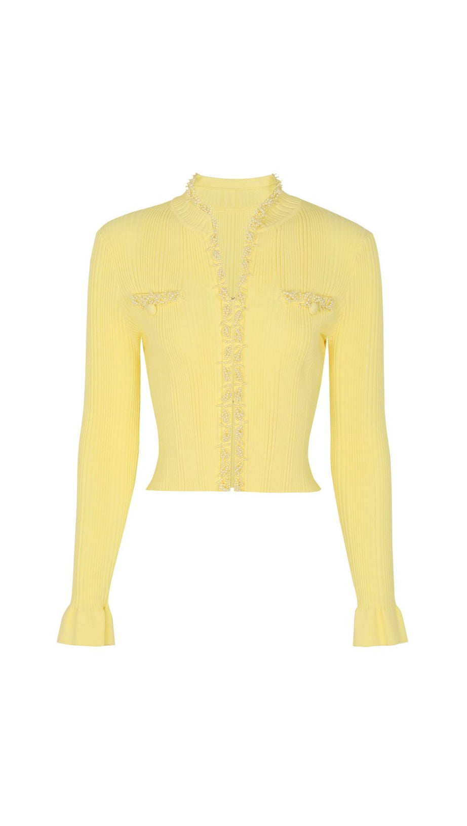 Buttery Yellow Ribbed Knit Cardigan & Mini Skirt Set - Chic 2-Piece Outfit