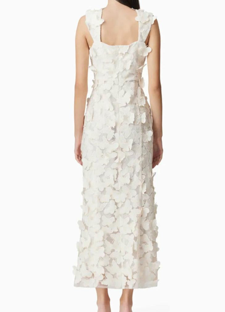 AIIZIE SQUARE NECKLINE 3D FLOWER EMBROIDERY GOWN IN WHITE - product image
