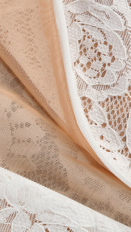 ZANNA WHITE HIGH NECK EMBROIDERED LACE BODYSUIT