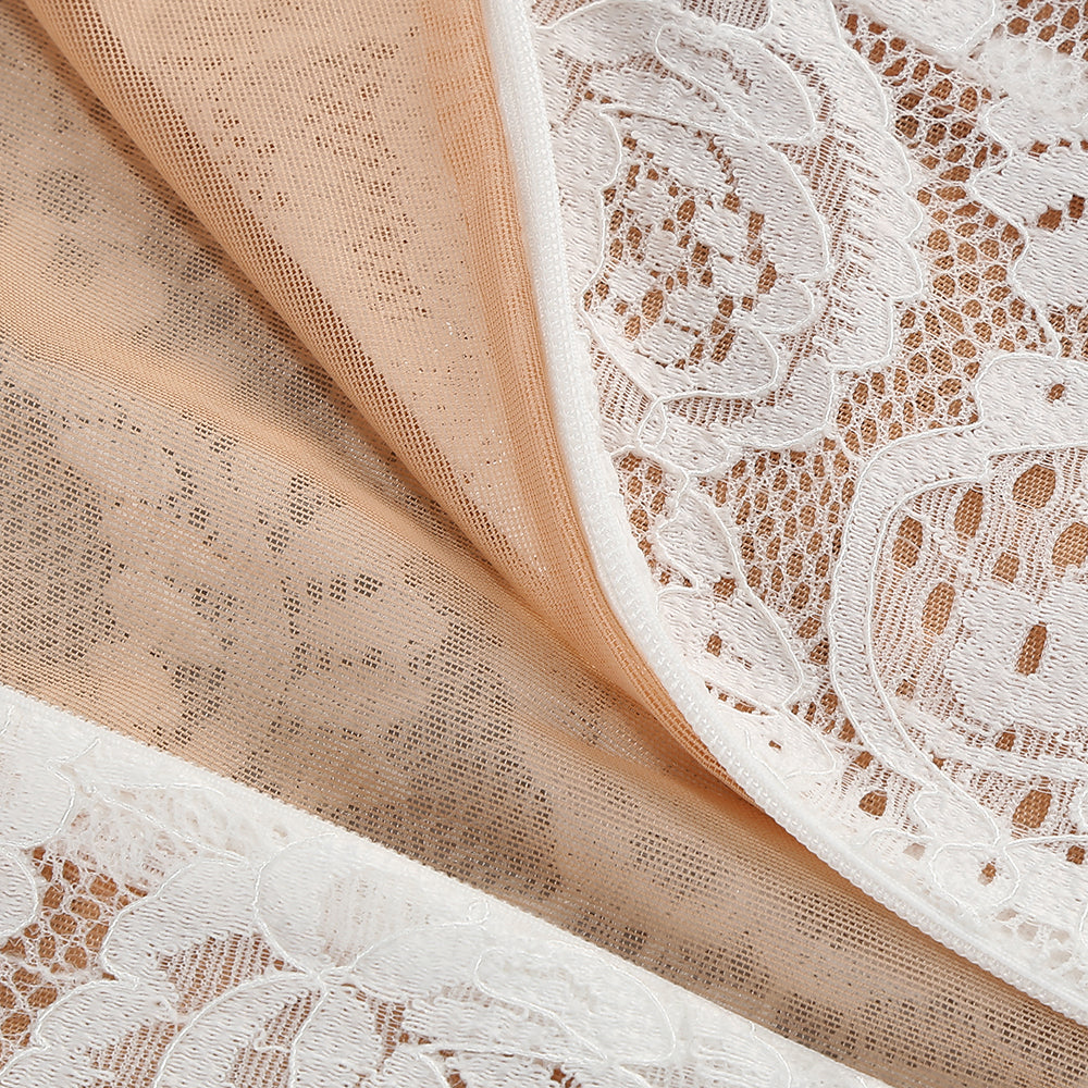 AIIZIE ZANNA WHITE HIGH NECK EMBROIDERED LACE BODYSUIT - product image