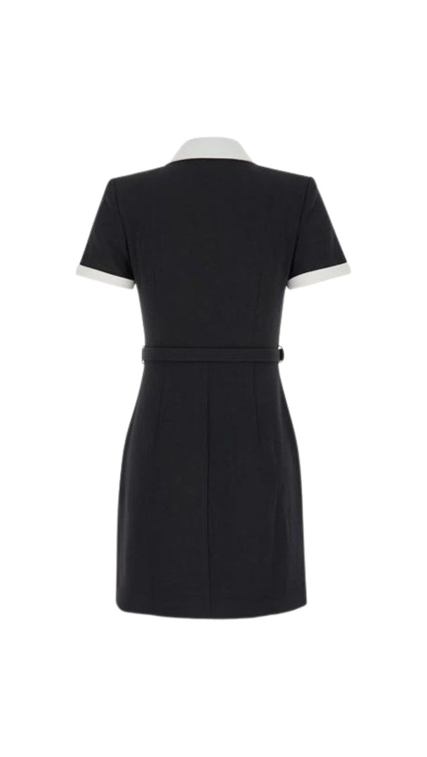 AIIZIE BLACK CREPE CONTRAST MINI DRESS - product image