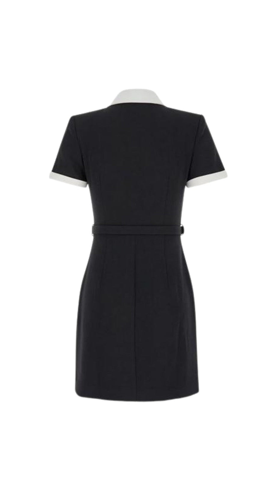 BLACK CREPE CONTRAST MINI DRESS