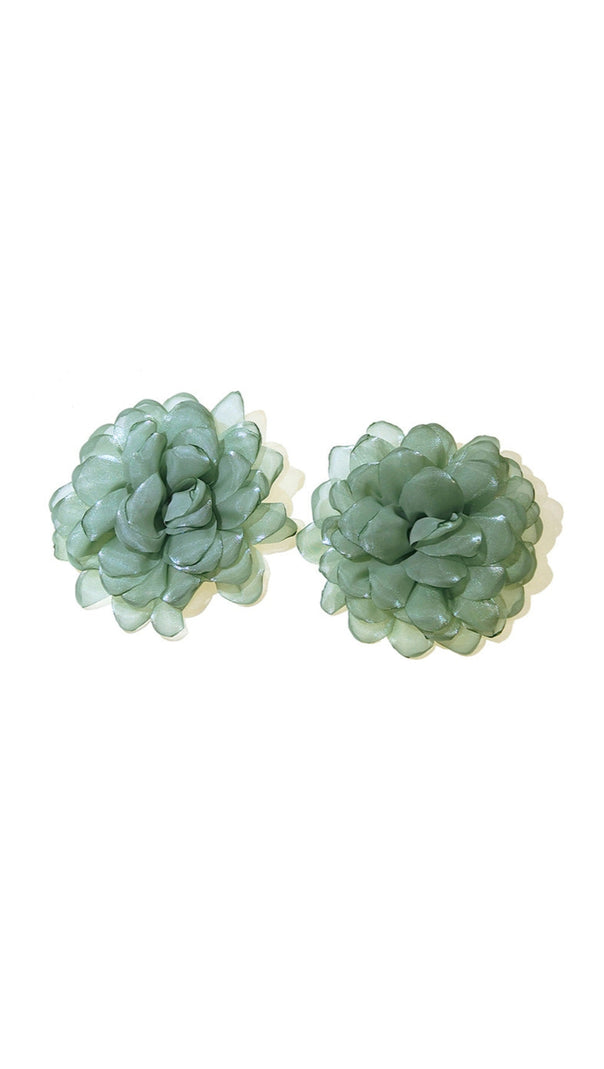 AIIZIE GREEN PETAL FABRIC EARRINGS - product image
