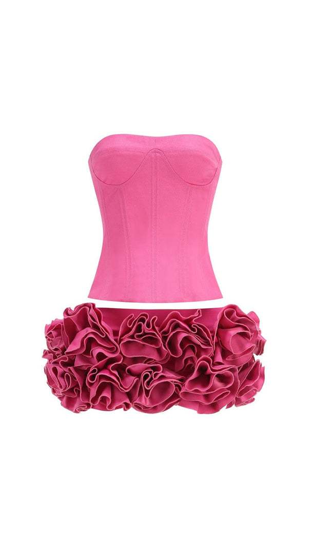 AIIZIE CLEGG PINK CORSET FLOWER TWO-PIECE SET - product image