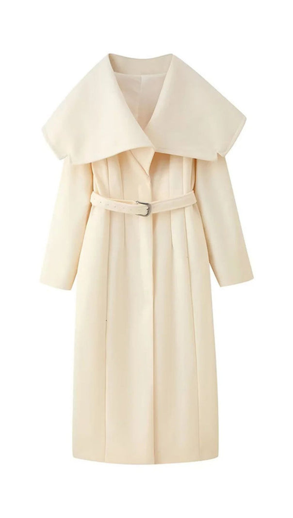 AIIZIE Izabella Luxe Belted Maxi Coat - Draped Collar & Tailored Elegance - product image