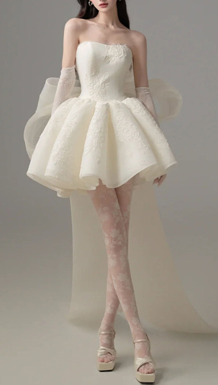 DERVLA STRAPLESS BOW MINI DRESS