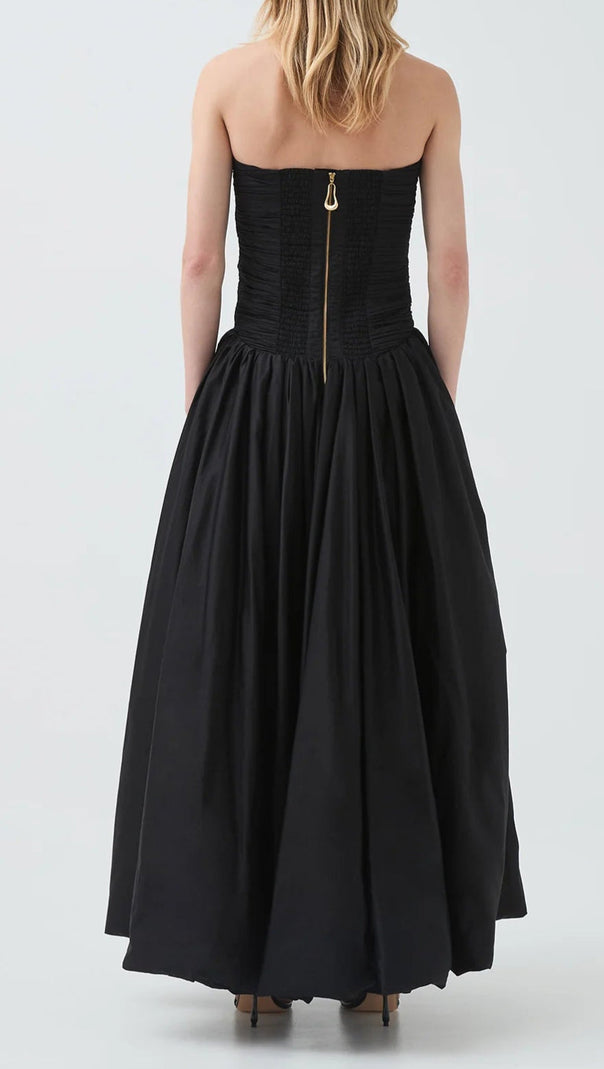 AIIZIE NANCY BUBBLE HEM MAXI DRESS IN BLACK - product image