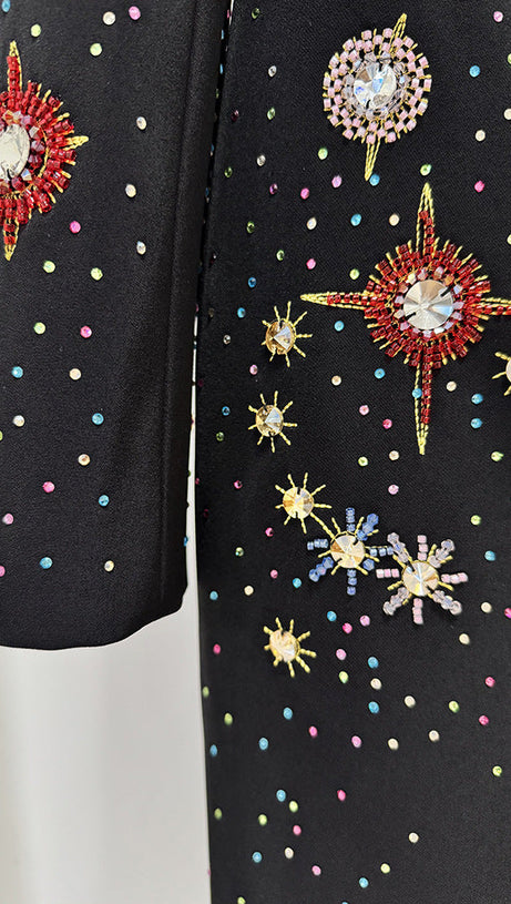 Isidore Black Jeweled Long Sleeve Mini Dress - Sparkle & Glamour for Her