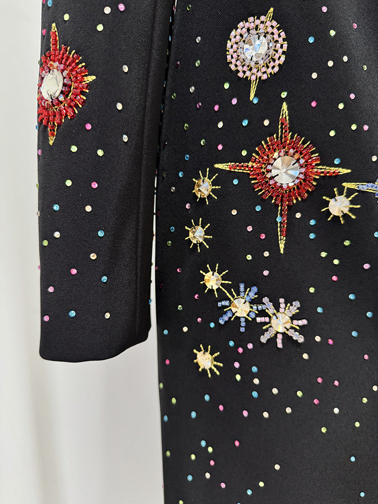 Isidore Black Jeweled Long Sleeve Mini Dress - Sparkle & Glamour for Her