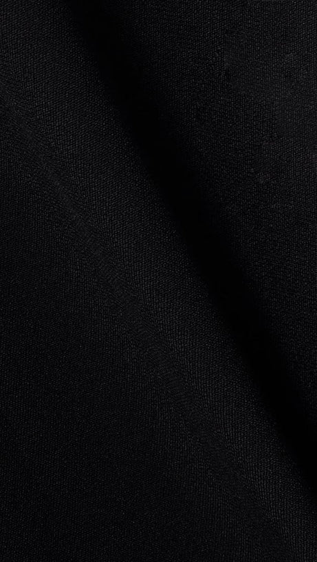 CRYSTAL EMBELLISHED SATIN-TRIMMED CREPE MIDI DRESS IN BLACK