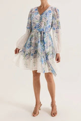 Chelsea Floral print Mini Dress in Ivory