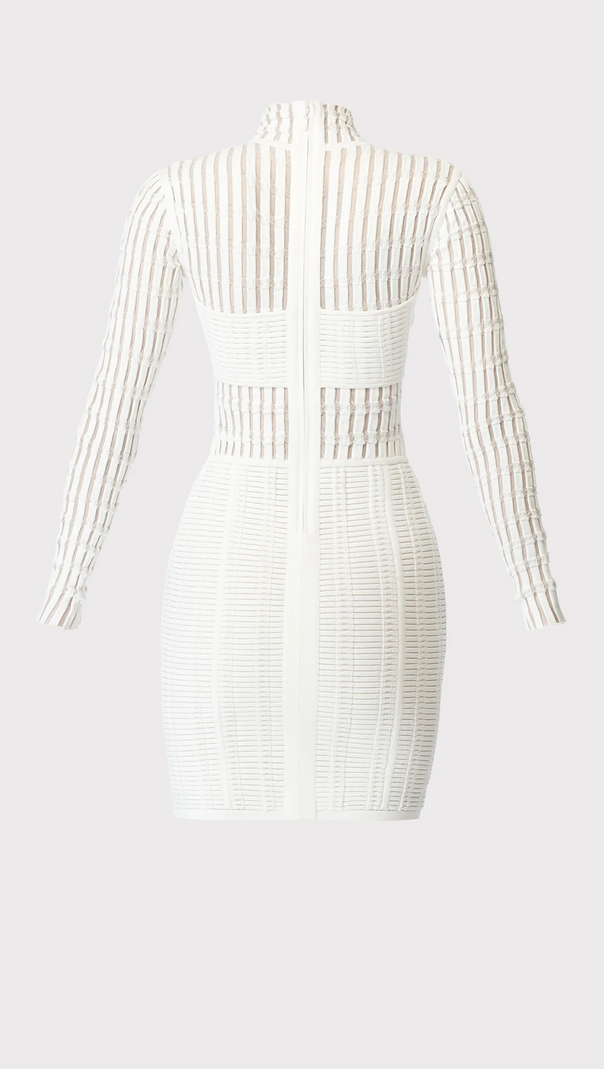 AIIZIE WHITE SHADOW STRIPE MINI DRESS - product image