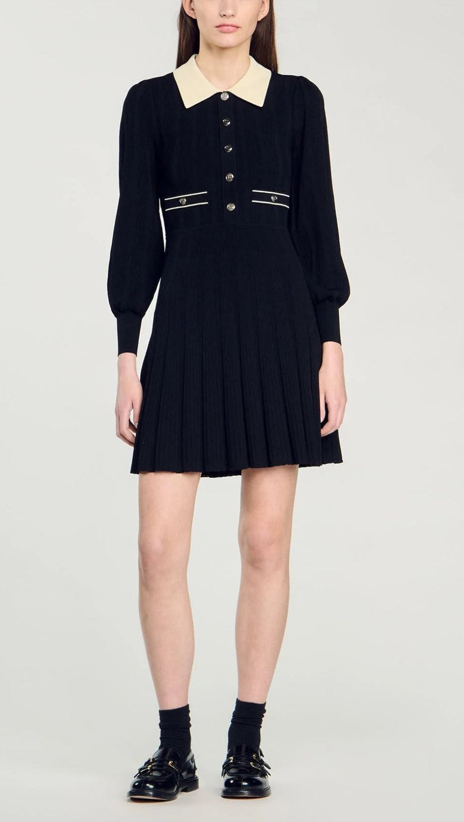 PLEATED KNIT DRESS