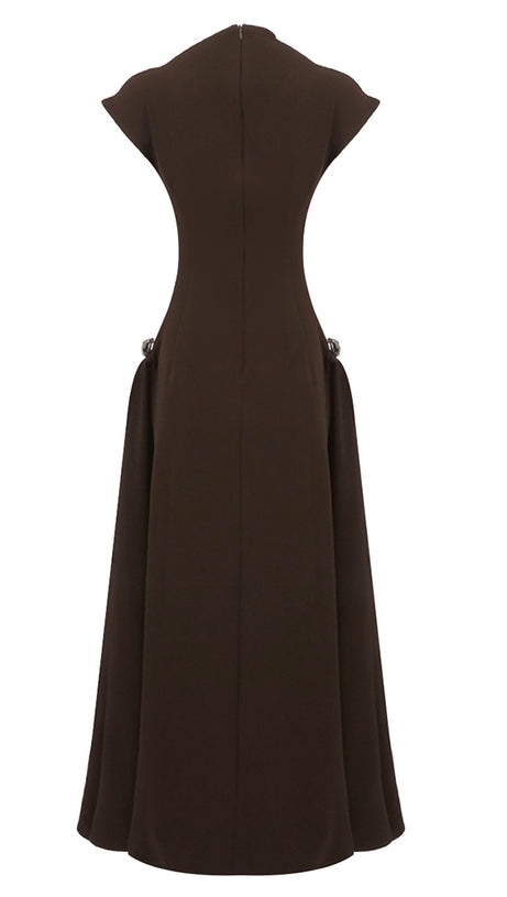 SKATER MAXI DRESS COFFEE