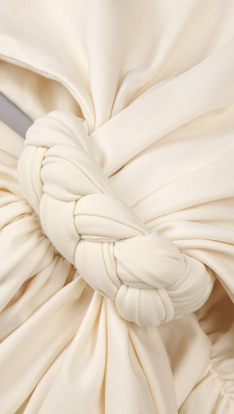 Jayme Halter Cutout Maxi Dress - Elegant Draped Knot Detail