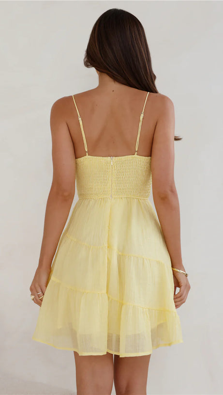 CALISTA STRAP MINI DRESS IN YELLOW