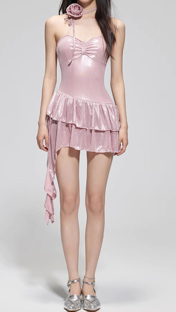 AIIZIE DEVEN PINK FLOWER DRESS SWIMSUIT - product image