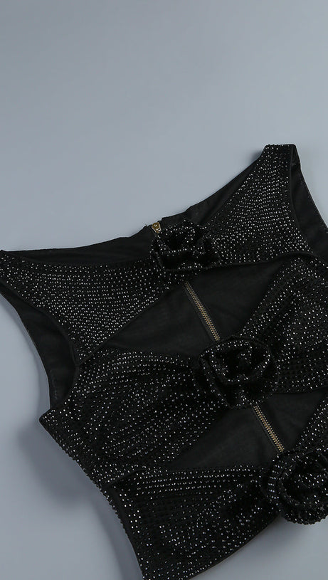 MINI ABITO IN CRÊPE CON TAGLIO FLOREALE