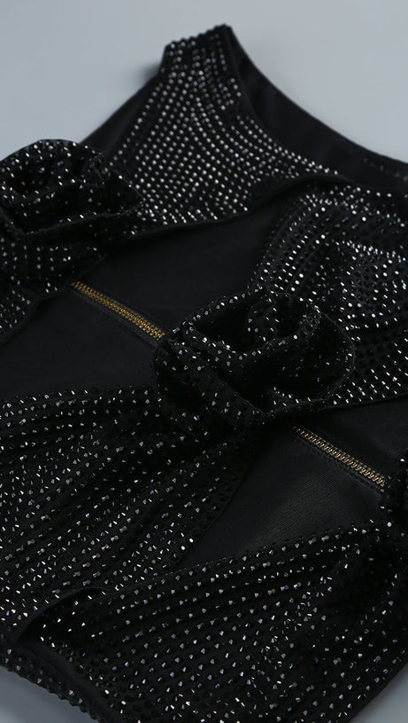 MINI ABITO IN CRÊPE CON TAGLIO FLOREALE