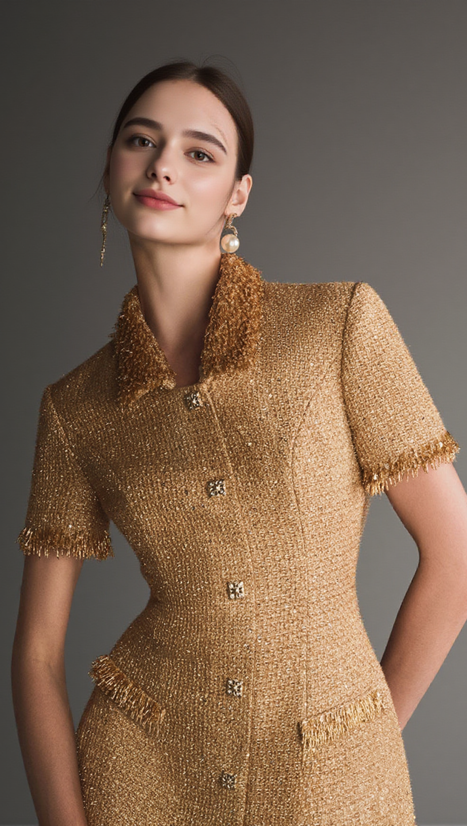 GOLD EMBELLISHED MINI DRESS