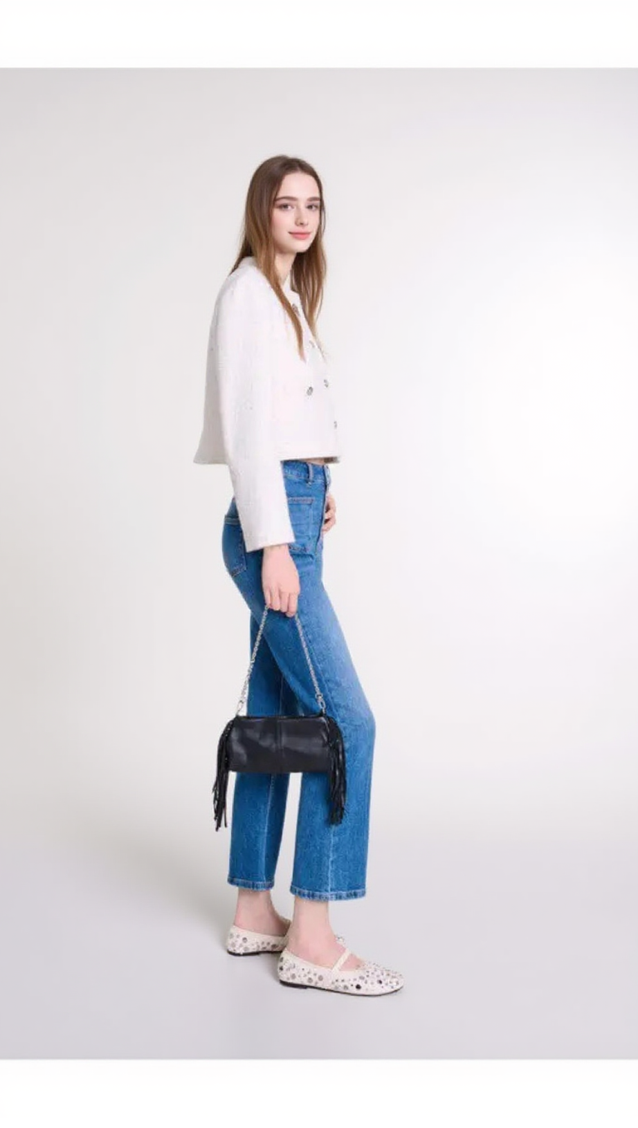 VOYCE BRAIDED TWEED CARDIGAN IN ECRU