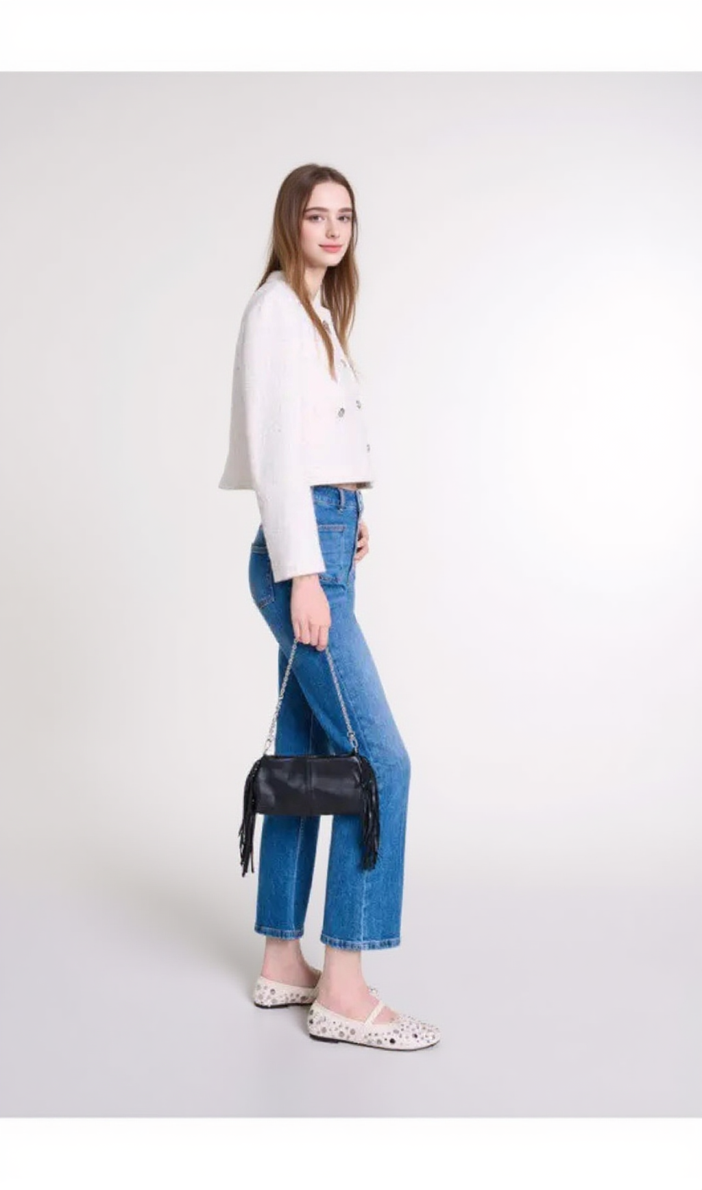 VOYCE BRAIDED TWEED CARDIGAN IN ECRU