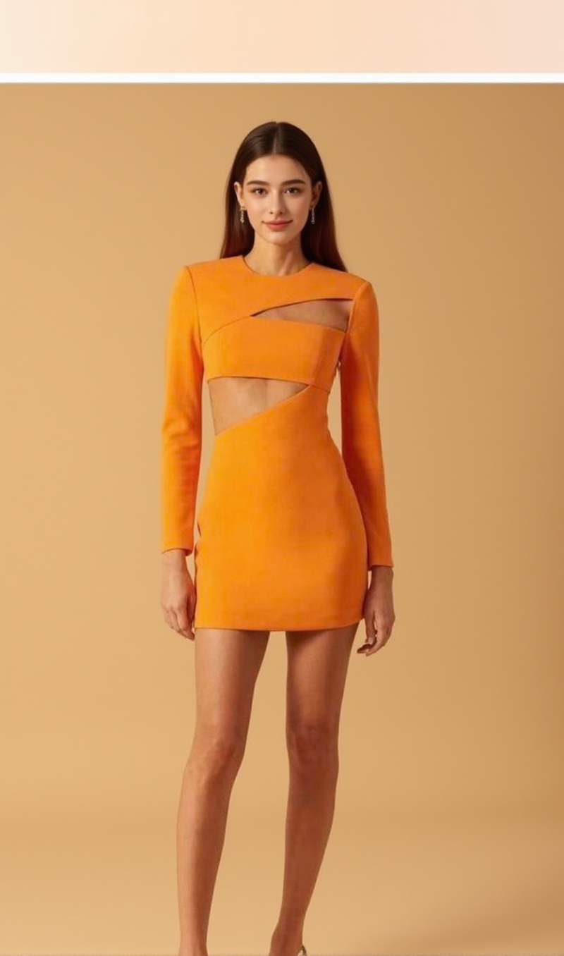 Ivanna Bonded Crepe Mini dress in orange