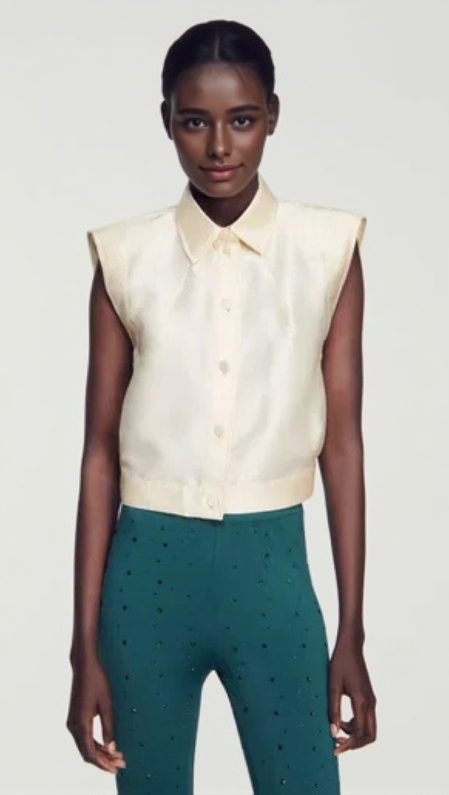 LIMON CROPPED SATIN SHIRT