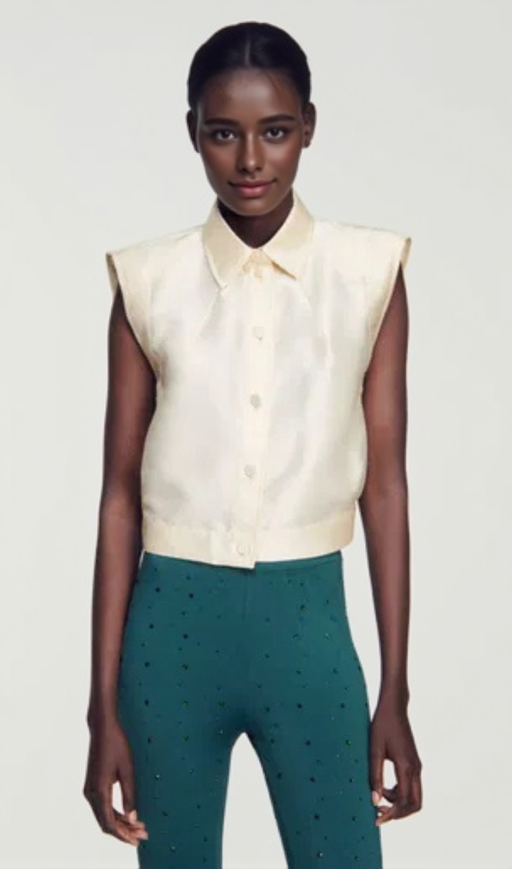 LIMON CROPPED SATIN SHIRT