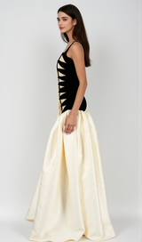 sara Satin Braided Rope Maxi Dress