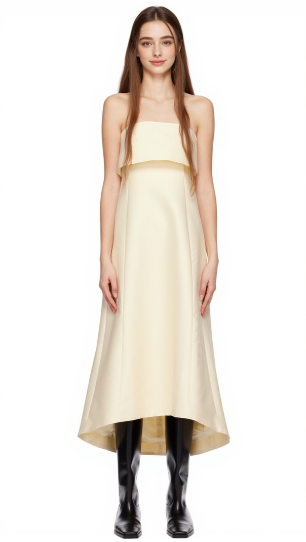 AIIZIE STRAPLESS COTTON-BLEND MIDI DRESS - product image