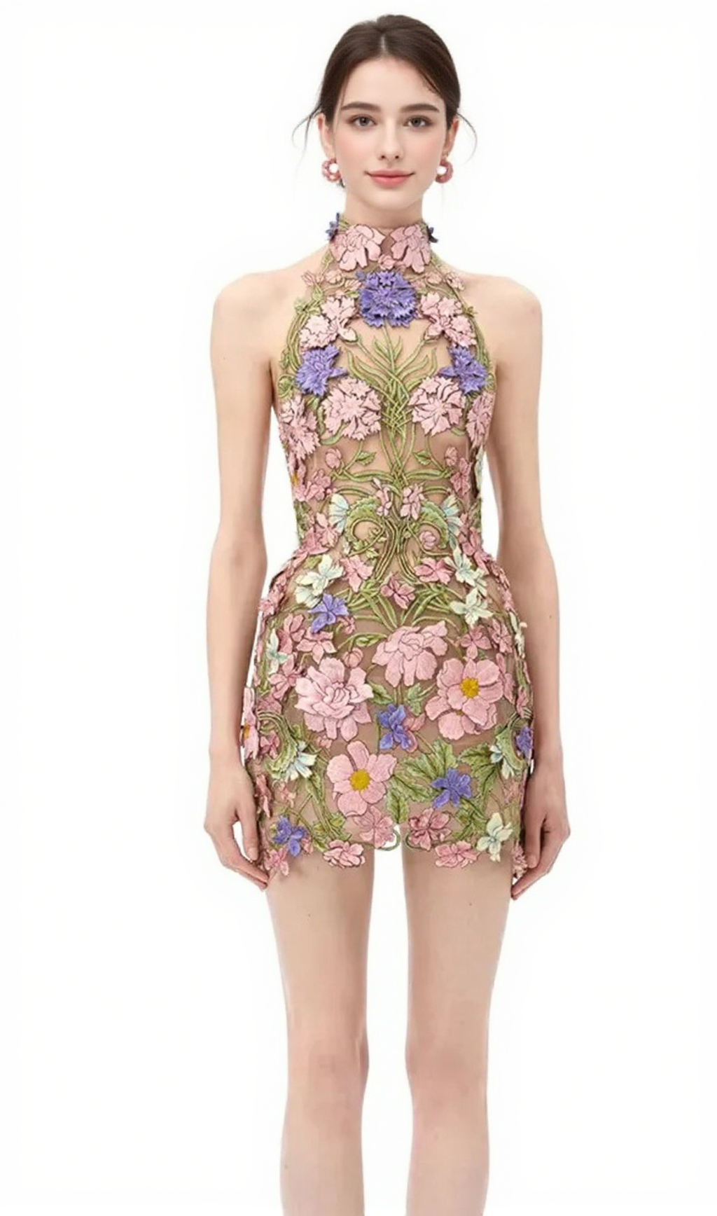 URSULA FLORAL PRINT HALTER NECK MINI DRESS