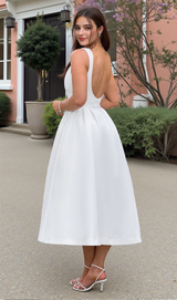 Clarabella sleeveless Midi Dress in white