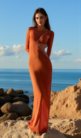 tiffany bikini Beading maxi dress set in orange
