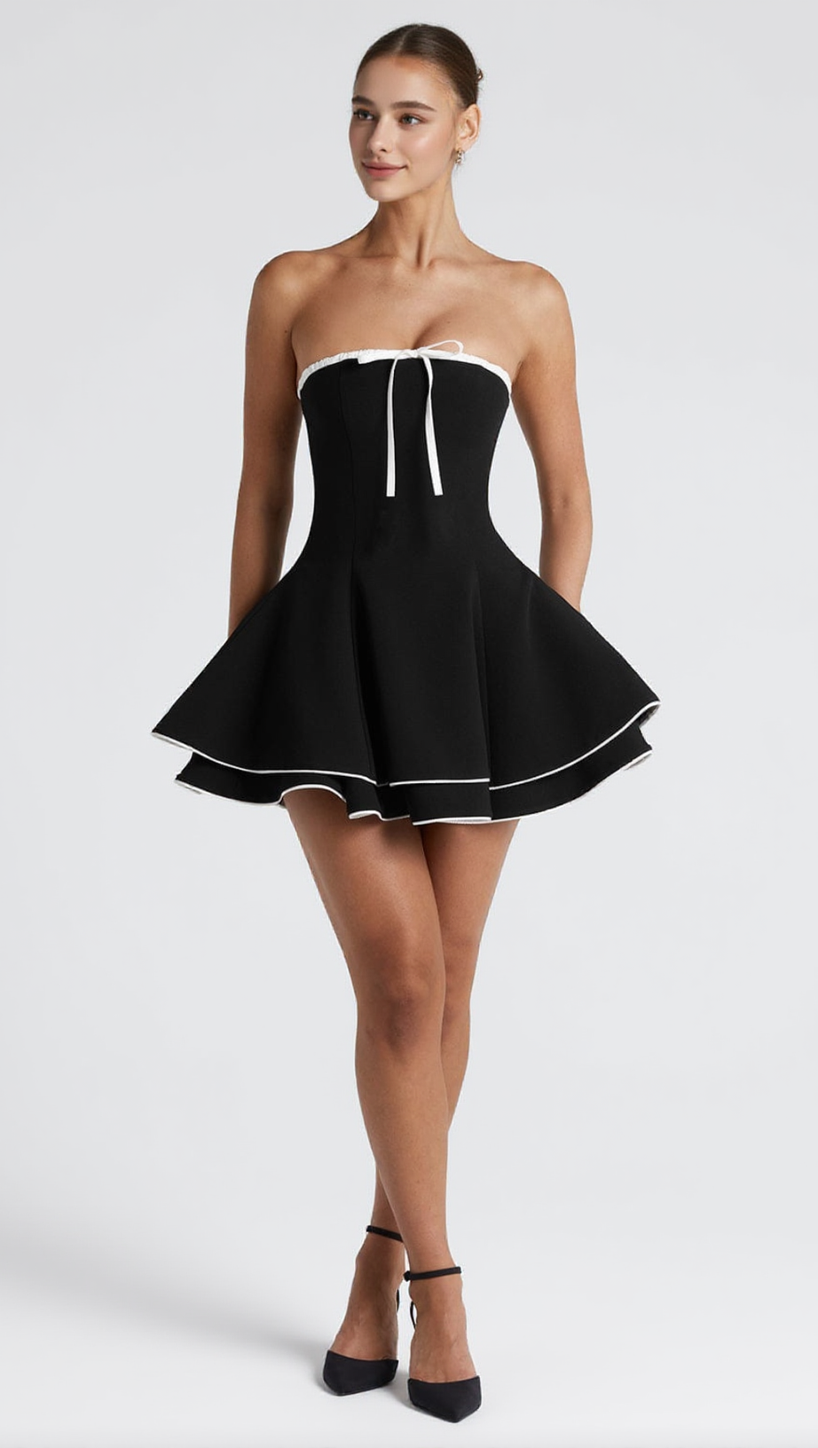 JUNO STRAPLESS MINI DRESS IN BLACK