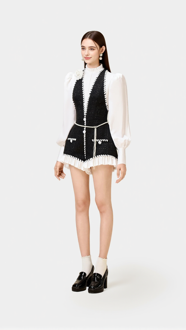 AIIZIE VICKY HALTER TWEED SHIRT ROMPER - product image