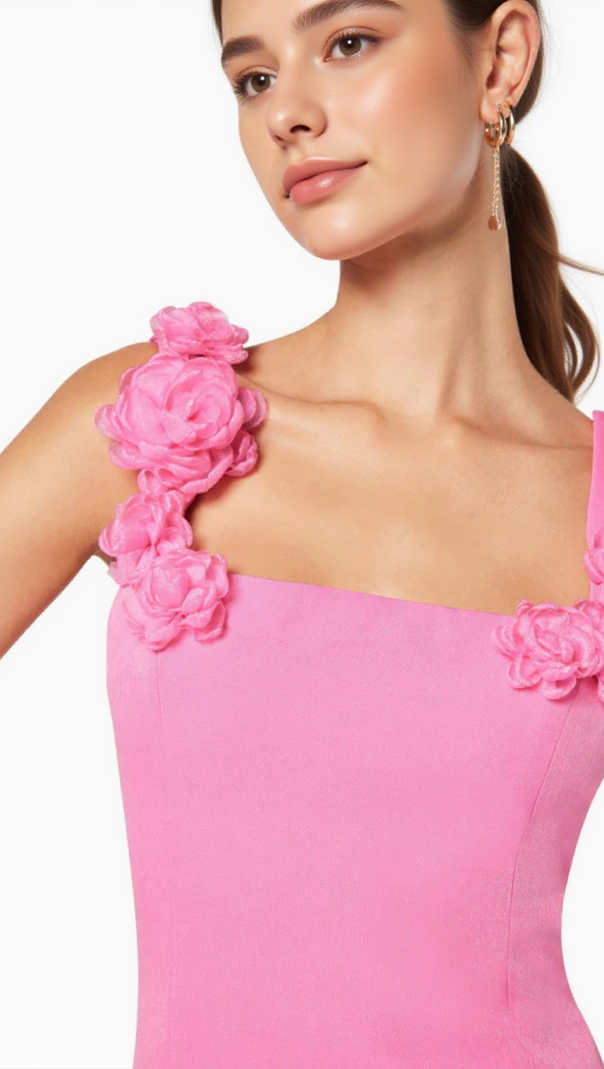 AIIZIE DILANNE FLORAL APPLIQUÉ MINI DRESS IN PINK - product image