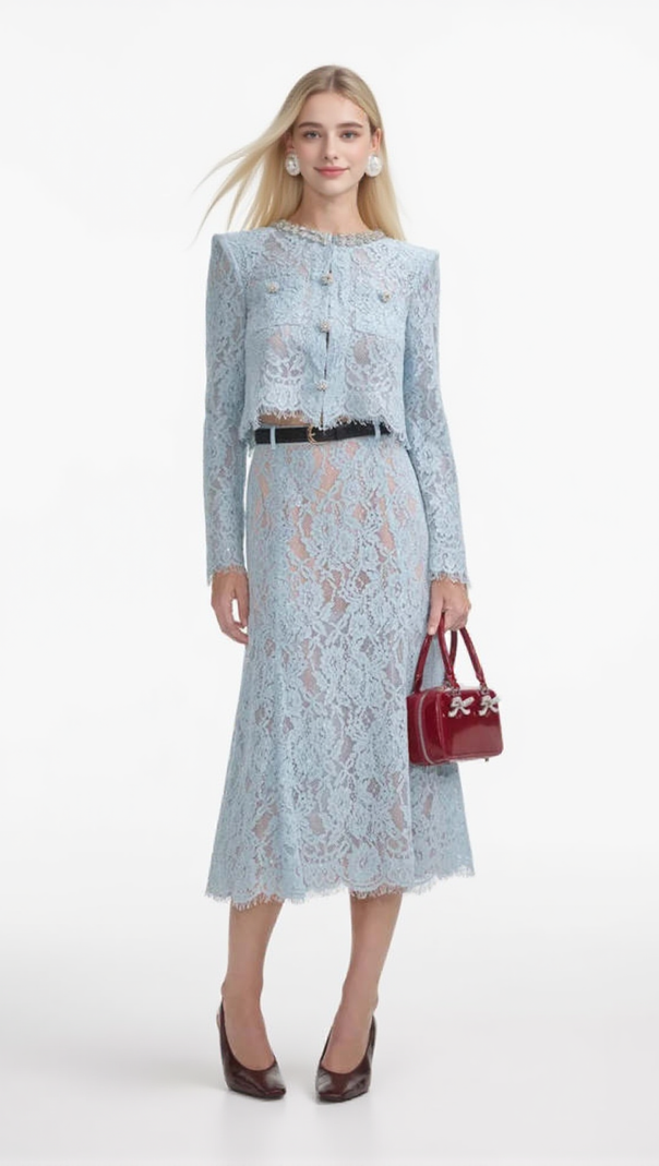 AIIZIE CAROL LACE EMBELLISHED TOP IN BLUE - product image