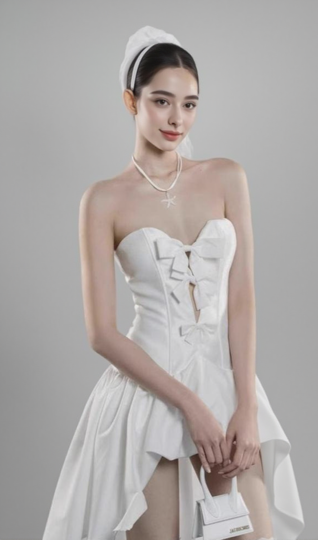 SAMANTHA BOW-TIE STRAPLESS MINI DRESS IN WHITE