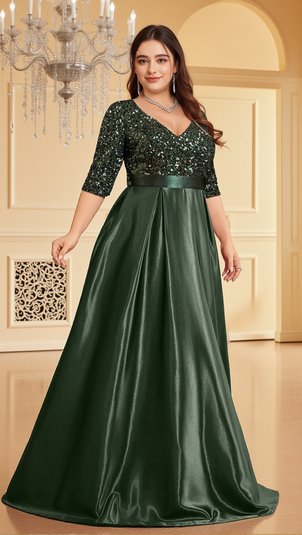 AIIZIE CORALINE V-NECK LONG SLEEVE MAXI DRESS - product image