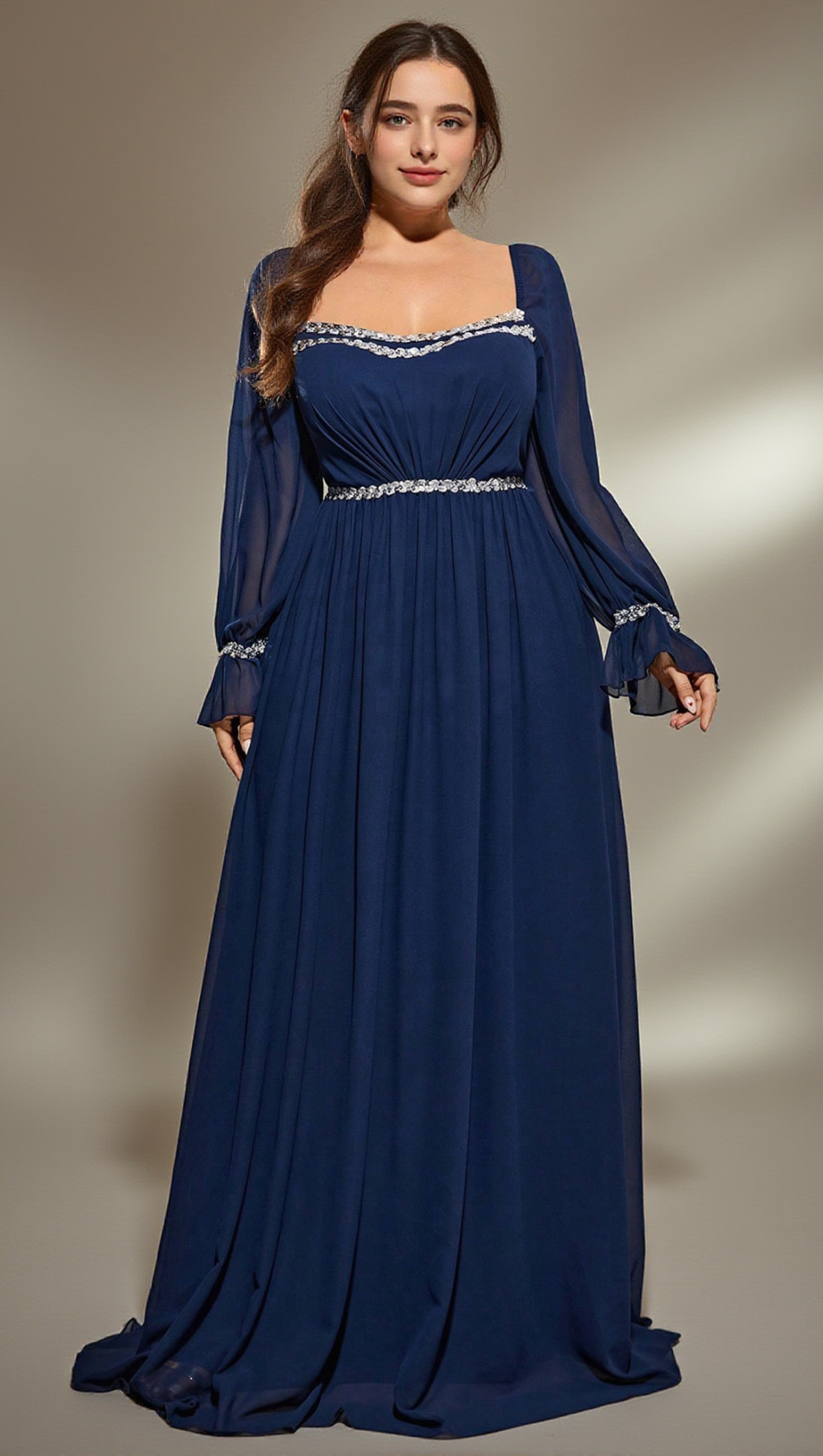 Gabrielle Maxikleid mit eckigem Ausschnitt