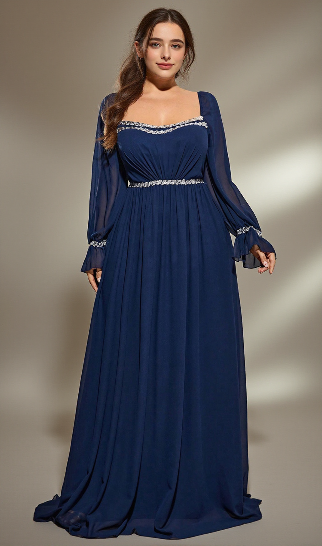 Gabrielle Maxikleid mit eckigem Ausschnitt