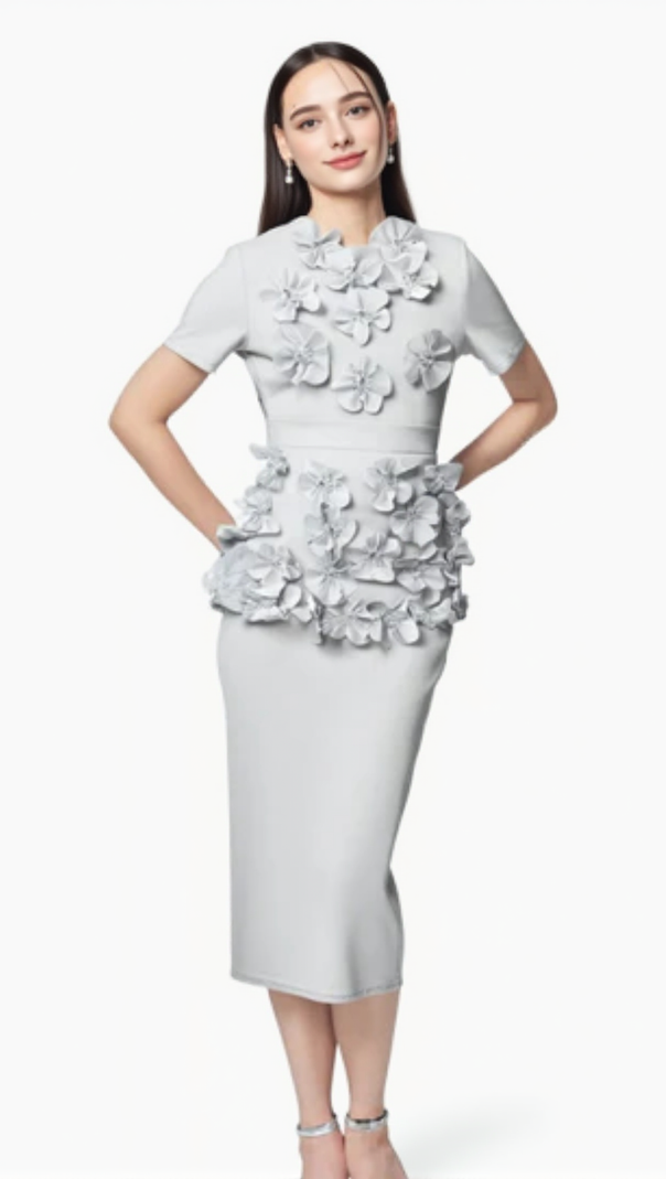 AIIZIE TRISTA FLOWER TWO-PIECE SET IN WHITE - product image