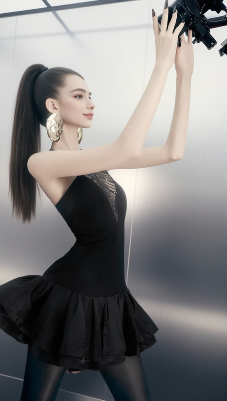 Jessica – Minikleid aus Paillettentüll mit gerüschtem Saum in Schwarz