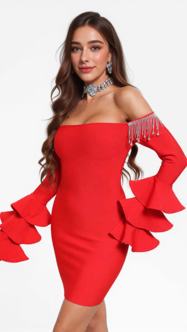 AIIZIE OFF SHOULDER MINI BANDAGE DRESS - product image