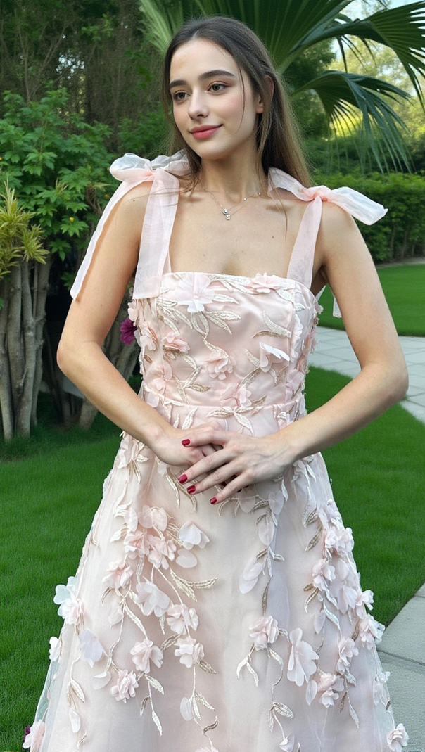 AIIZIE ABSOLUTE ELEGANCE 3D FLOWER MIDI DRESS - product image